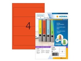 ETIKETTEN PREMIUM 4297 - Ft. 192 x 61 mm - ROOD HERMA - Doos 100 blad A4 - 4 etiket / blad