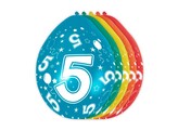 BALLONNEN met JAARTAL - 5 JAAR Dia. 30 cm - zak 8 stuks - colors assorti