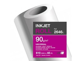PLANAFDRUK PAPIER OP ROL - 90 gr - 610 mm x 45 M Clairefontaine - Inkjetdruk - Doos 6 rollen