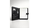 SAMSONITE PORTFOLIO LEATHER   NYLON - brown   notepad - closing pad - calculator  