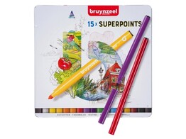 VILTSTIFT Super points - Set 15 colors Bruynzeel - Metalen doos