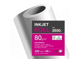 PLANAFDRUK PAPIER OP ROL - 80 gr - 420 mm x 50 M Clairefontaine - Inkjetdruk - Doos 6 rollen