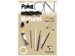 TEKENBLOK   PAINT ON   Multi-techniques Clairefontaine - A5 - 250 gr - 30 vel - Naturel