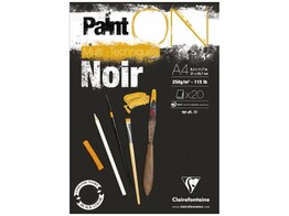 TEKENBLOK   PAINT ON   A4 - 250 gr. - Zwart Clairefontaine Multi-techniques - 20 vel