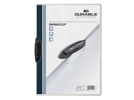 KLEMMAP SWINGCLIP transaparant - Klem zwart Durable - Din A4 - tot 30 vel