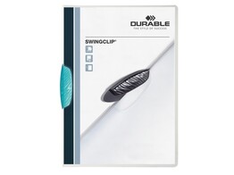KLEMMAP SWINGCLIP transaparant - Klem turkoois Durable - Din A4 - tot 30 vel