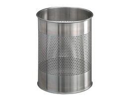 PAPIERBAK METAAL ROND - 15 Liter - Roestvrij staal Durable - H.315 x Dia. 260 mm - Perforatie 165 mm