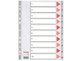 INDEX 1-10 GRIJS PLASTIEK A4   VOORBLAD