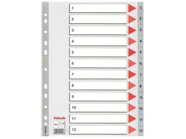 INDEX 1-12 GRIJS PLASTIEK A4   VOORBLAD