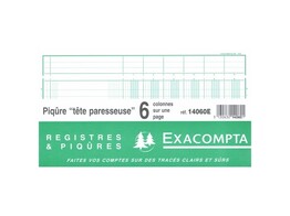 REGISTER 6 Kolom / 1blz    uitkapping Exacompta - Verticaal 32 x 25 cm - 80 blz