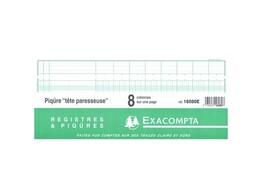 REGISTER 8 Kolom / 1 blz   Uitkapping Exacompta - Horizontaal 32 x 27 cm - 80 blz