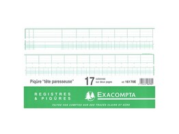 REGISTER 17 Kolom / 2 blz   Uitkapping Exacompta - Horizontaal 27 x 32 cm - 80 blz